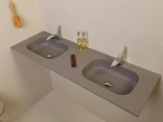 Plan vasque à encastrer, double lavabos intégrés angle arrondi, L. 120 à 200 cm x 40 à 60 cm, résine minérale ACRYSTONE® SOLID SURFACE Finition lisse, Livraison Offerte et Rapide.